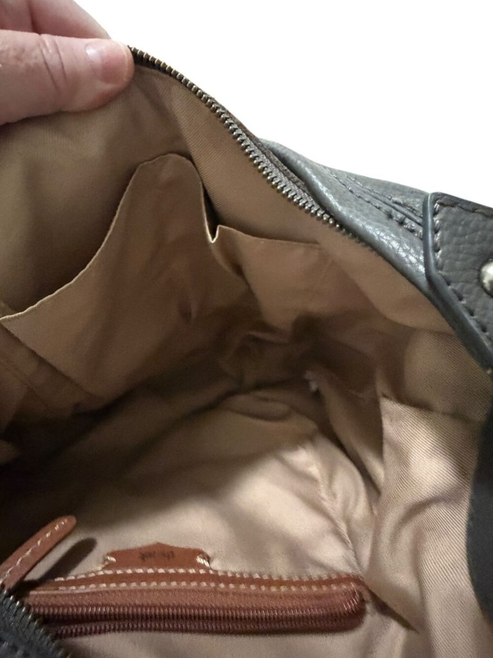 The Sak Slate Leather Sequoia Hobo Shoulder Bag Purse Zipper Closure - Picture 13 of 14